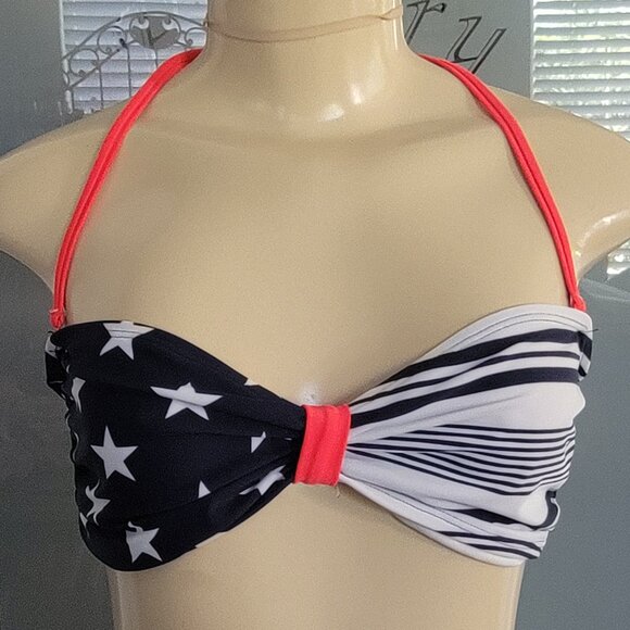 Old Navy Stars Stripes Bikini Top Junior  Red White Blue - Picture 1 of 6